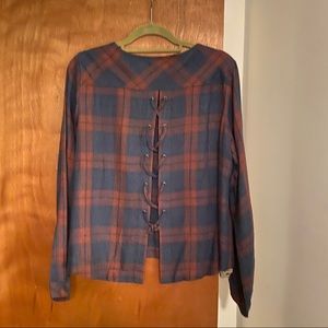 Anthropologie Cloth & Stone plaid blouse